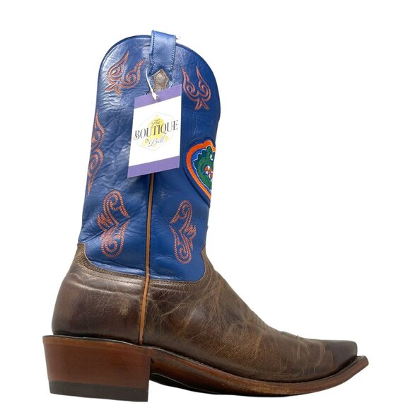 Lucchese 1883 UF Florida Gators Leather Boots Western Cowboy Brown Blue Mens 9D - Picture 2 of 16